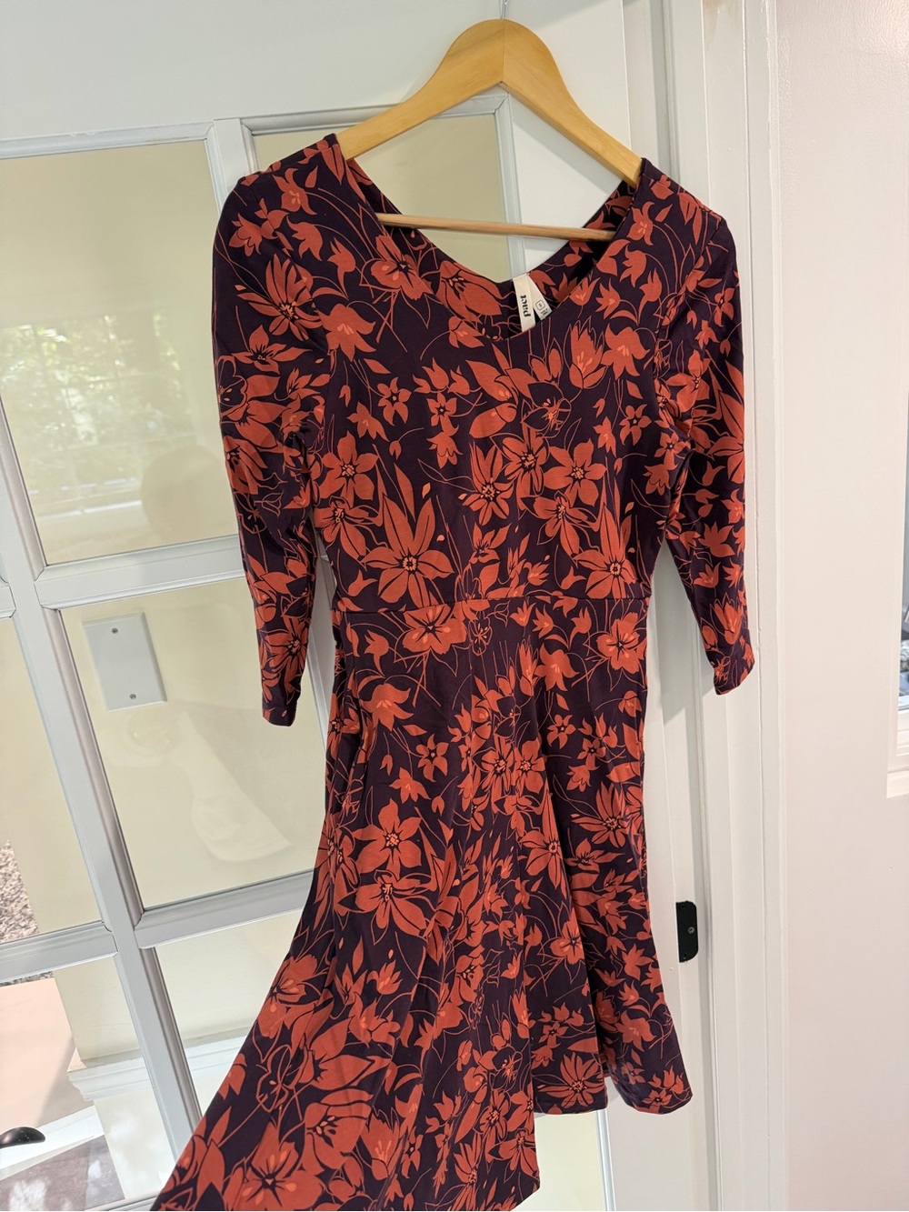 Pact Midi Dress in Plum with Rust Floral Print